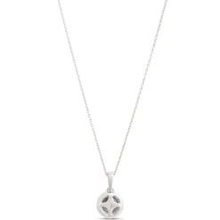 Classic Round Sapphire Diamond Halo Necklace, 1/10 Total Carat Weight, 14K White Gold