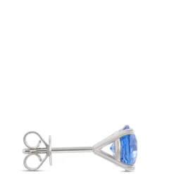 Classic Round Sapphire Studs, 14K White Gold