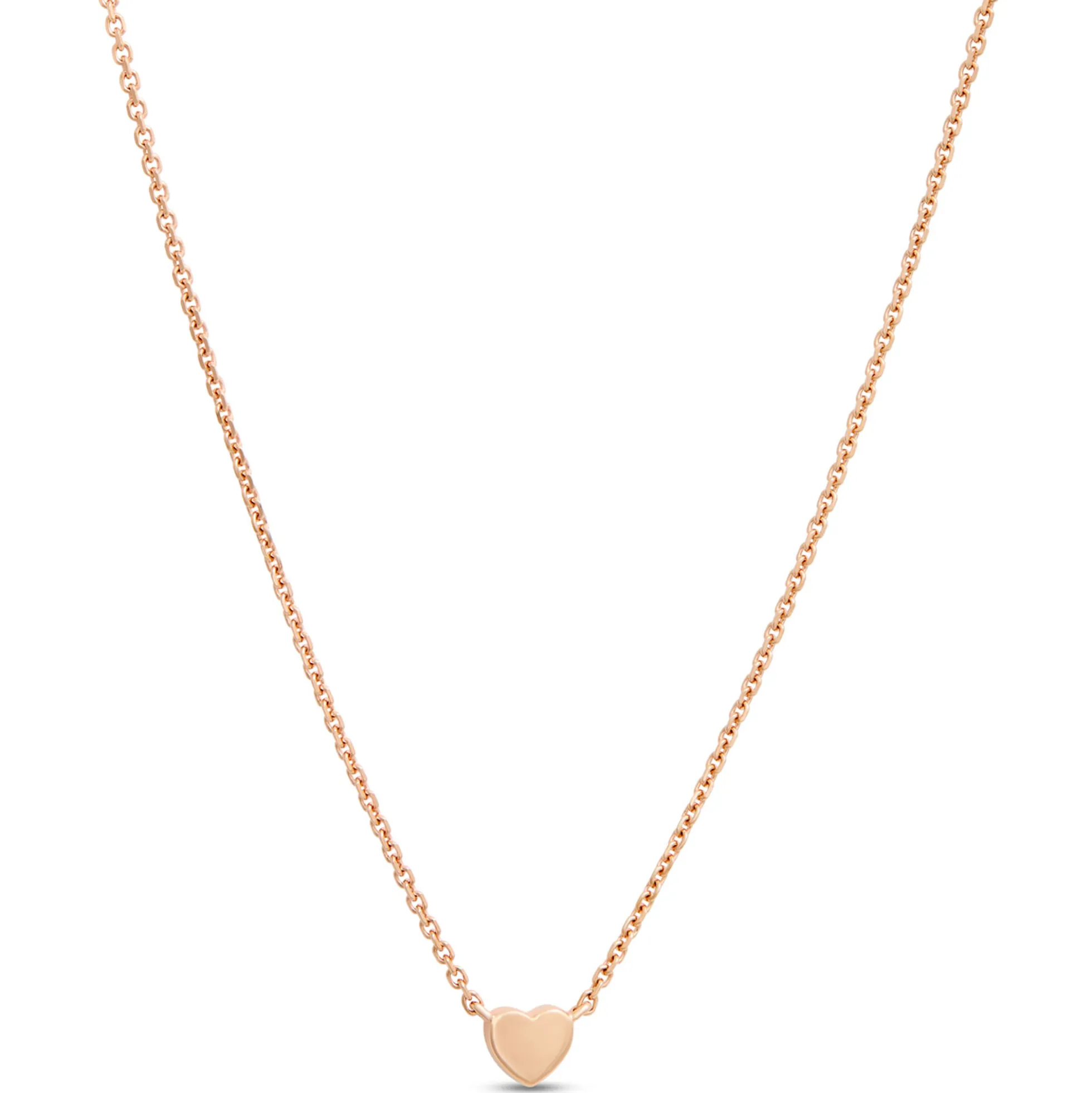 Classic Tiny Heart Pendant Necklace, 14K Rose Gold