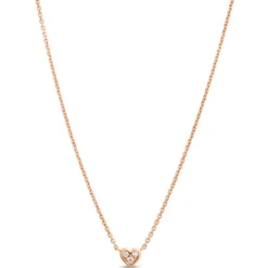 Classic Tiny Heart Pendant Necklace, 14K Rose Gold
