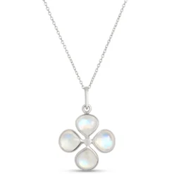 Clover Moonstone Pendant, Sterling Silver