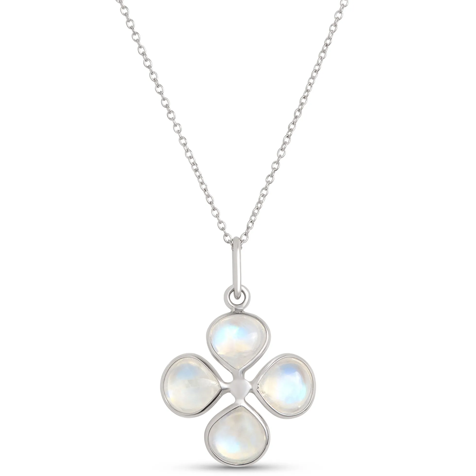 Clover Moonstone Pendant, Sterling Silver