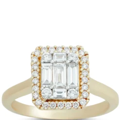Cluster Diamond Bridal Ring, 14K Yellow Gold