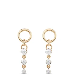Cluster Diamond Dangle Earrings, 14K Mixed Gold