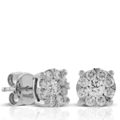 Cluster Diamond Earrings 14K, 3/4 ctw.