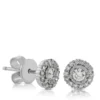 Cluster Diamond Halo Studs, ¼ Carat Total Weight, 14K White Gold