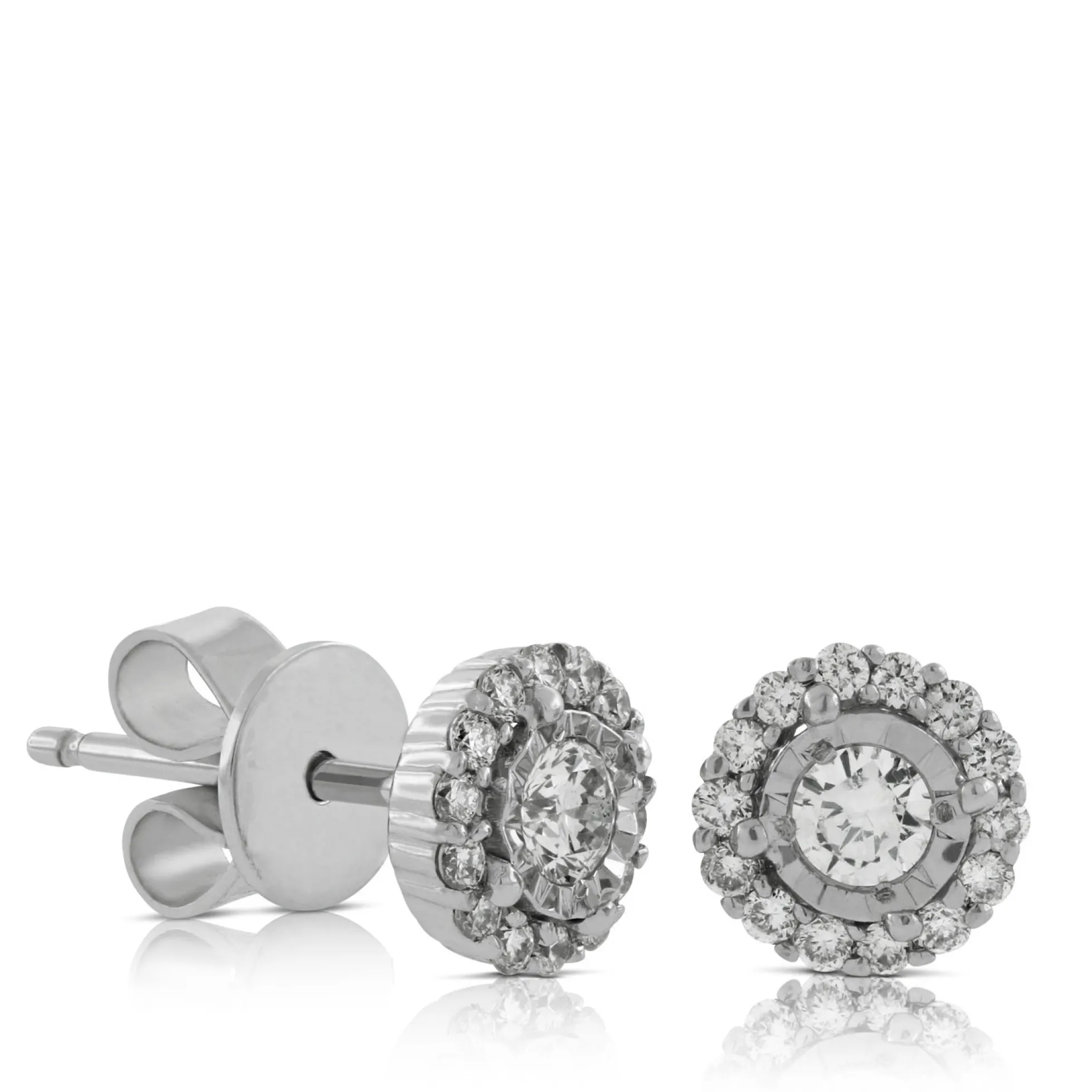 Cluster Diamond Halo Studs, ¼ Carat Total Weight, 14K White Gold