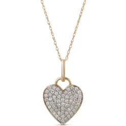 Cluster Diamond Heart Pendant, 14K Yellow Gold