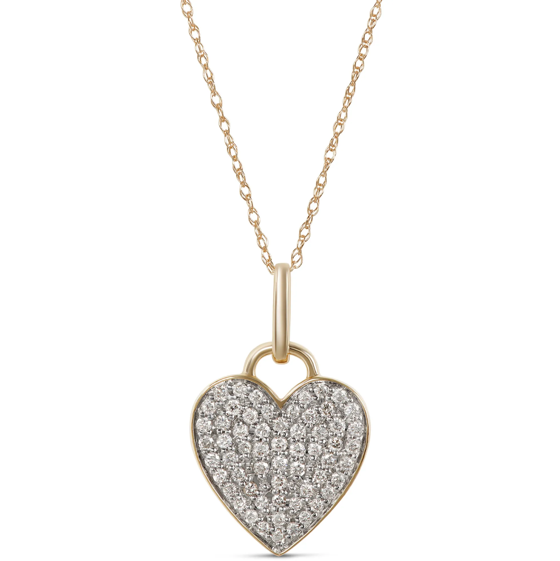 Cluster Diamond Heart Pendant, 14K Yellow Gold