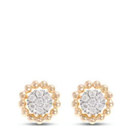 Cluster Diamond Studs, 1/10 Total Carat Weight, 14K Yellow Gold