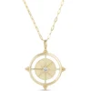 Compass Pendant Necklace with Ikuma Diamond, 14K Yellow Gold