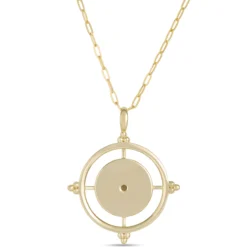 Compass Pendant Necklace with Ikuma Diamond, 14K Yellow Gold