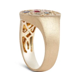 Confetti Gemstone and Diamond Ring, 14K Yellow Gold