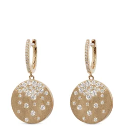 Confetti Gold and Diamond Dangle Earrings, 14K Yellow Gold