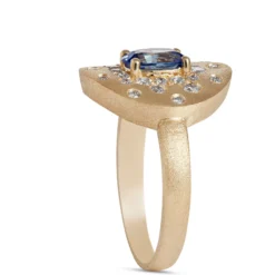 Confetti Oval Sapphire Ring, 14K Yellow Gold