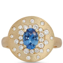 Confetti Oval Sapphire Ring, 14K Yellow Gold