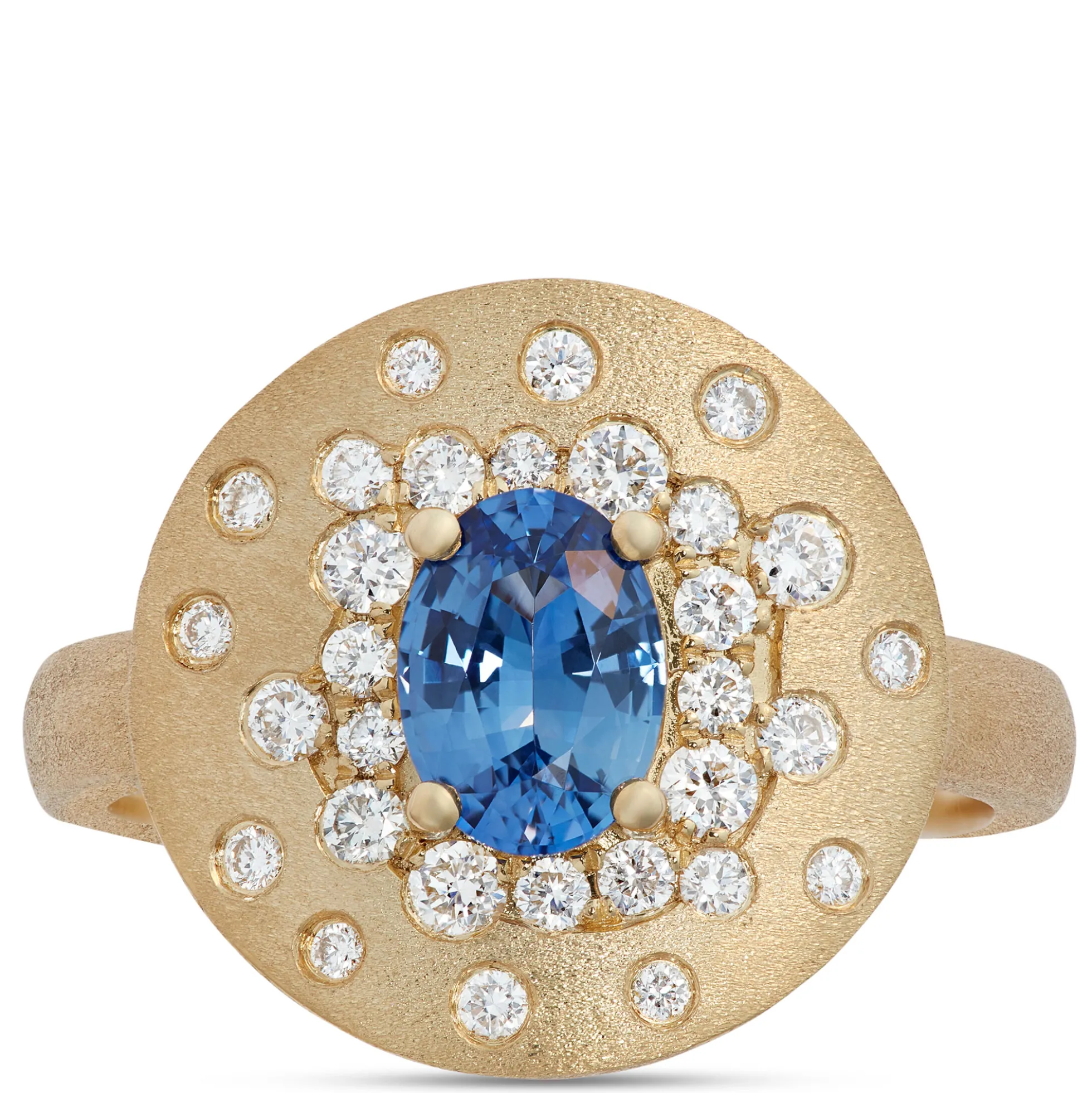 Confetti Oval Sapphire Ring, 14K Yellow Gold