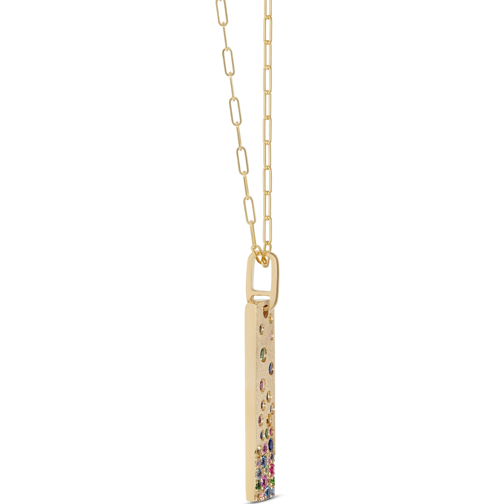 Confetti Rainbow Sapphire Pendant, 14K Yellow Gold
