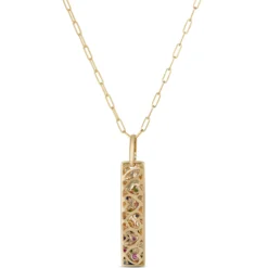 Confetti Rainbow Sapphire Pendant, 14K Yellow Gold