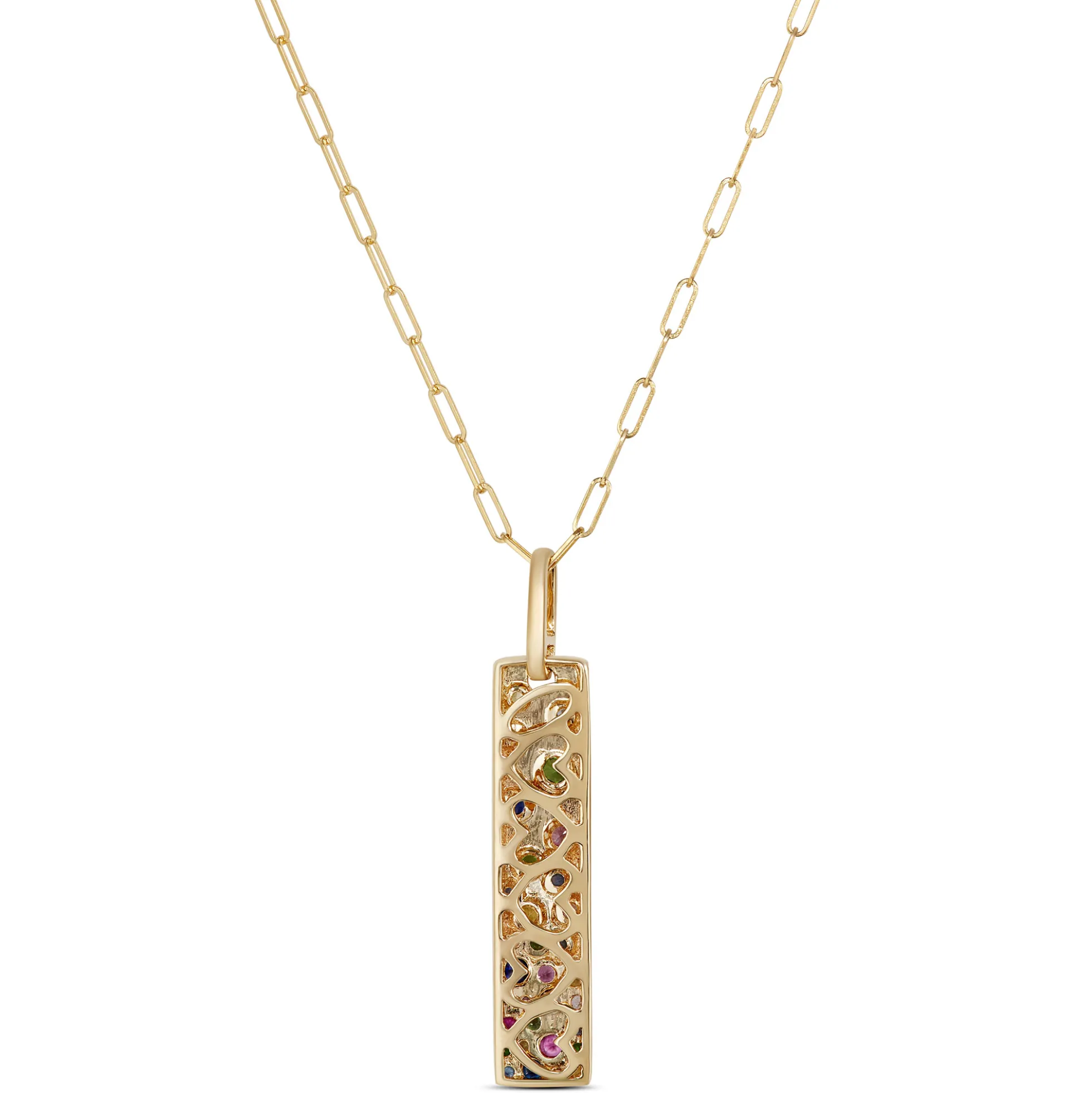Confetti Rainbow Sapphire Pendant, 14K Yellow Gold