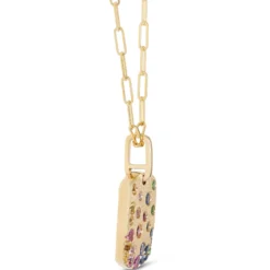 Confetti Sapphire and Tsavorite Dogtag Pendant, 14K Yellow Gold