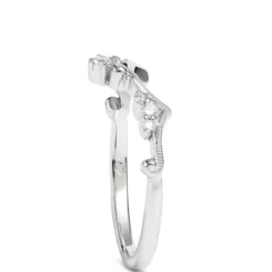 Contoured Band Diamond Ring, 14K White Gold
