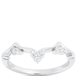 Contoured Band Diamond Ring, 14K White Gold
