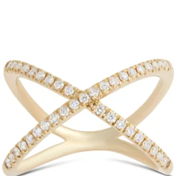 Crisscross Diamond Ring, 14K Yellow Gold