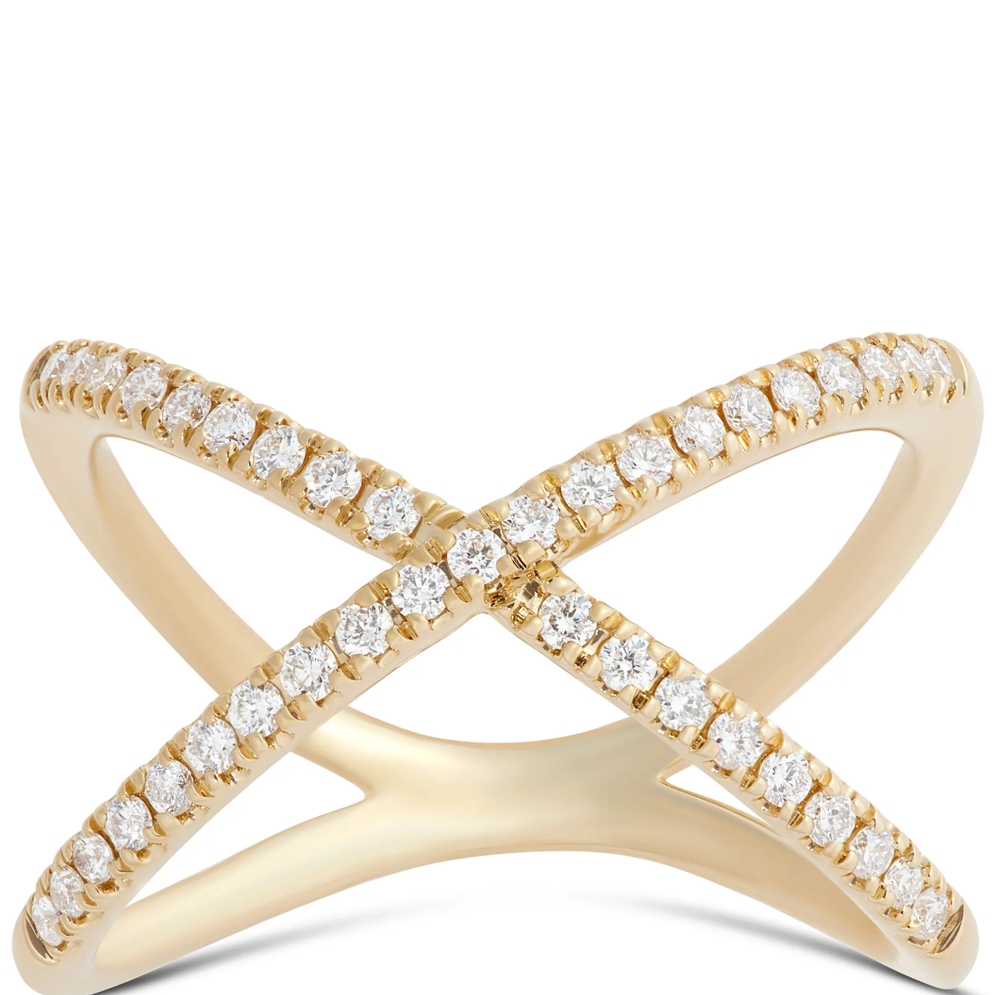 Crisscross Diamond Ring, 14K Yellow Gold