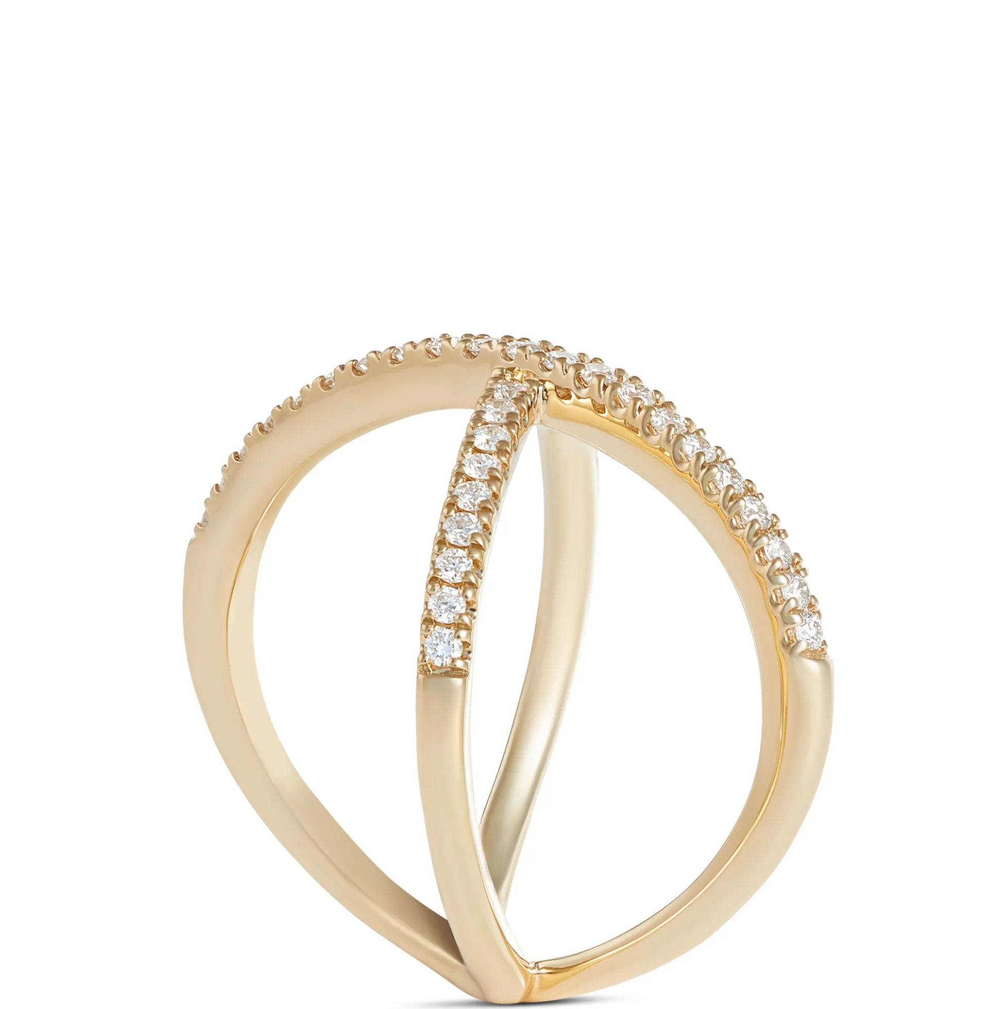 Crisscross Diamond Ring, 14K Yellow Gold