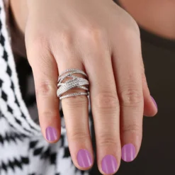 Criss Cross Diamond Statement Ring 14K