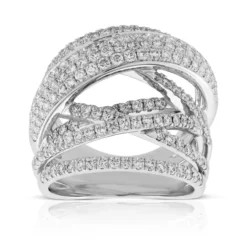 Criss Cross Diamond Statement Ring 14K