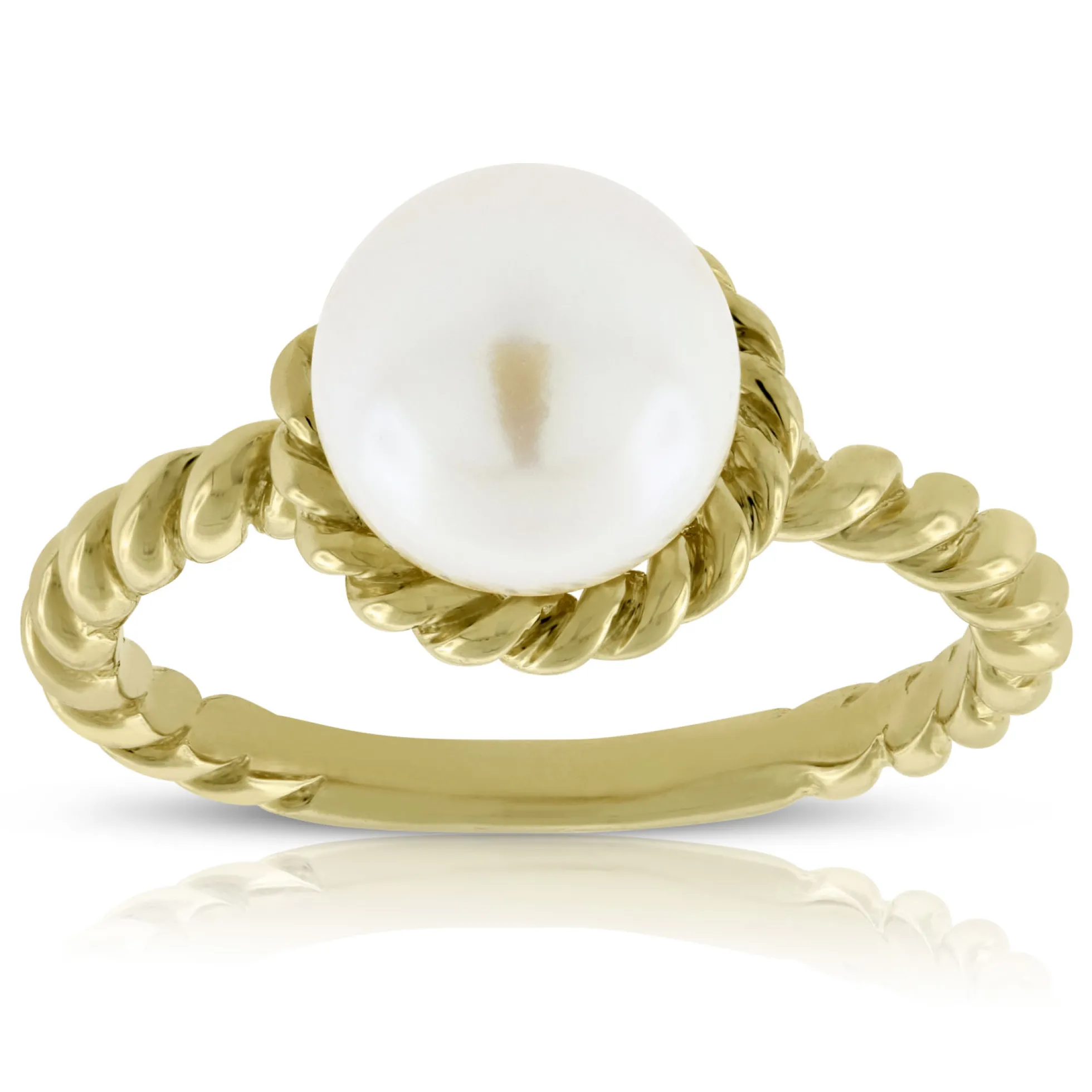Cultured Freshwater Button Pearl Rope Ring 14K