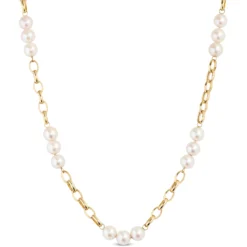 Cultured Freshwater Paperclip Pearl Necklace 14K, 20"