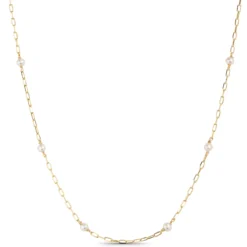 Cultured Freshwater Paperclip Pearl Necklace 14K, 18"