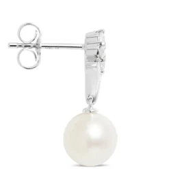 Cultured Freshwater Pearl and Diamond Dangle Earrings, 14K White Gold