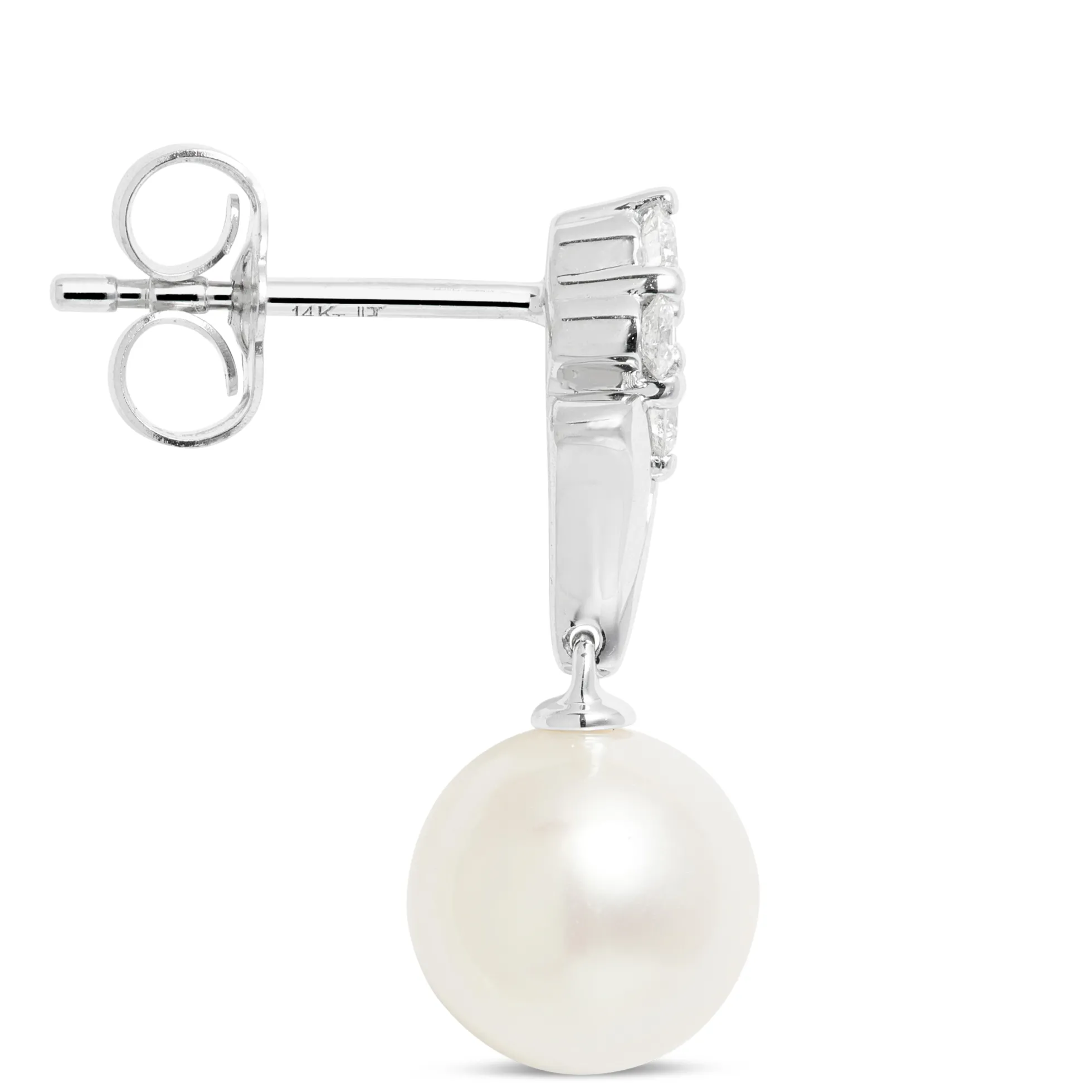 Cultured Freshwater Pearl and Diamond Dangle Earrings, 14K White Gold