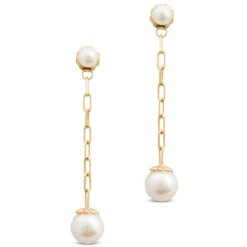 Cultured Freshwater Pearl Drop Back Dangle Earrings, 14K Yellow Gold