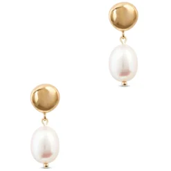 Cultured Freshwater Pearl Drop Earrings, 14K Yellow Gold