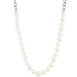 Cultured Freshwater Pearl Necklace in Sterling Silver