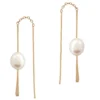 Cultured Freshwater Pearl Threader Earrings, 14K Yellow Gold