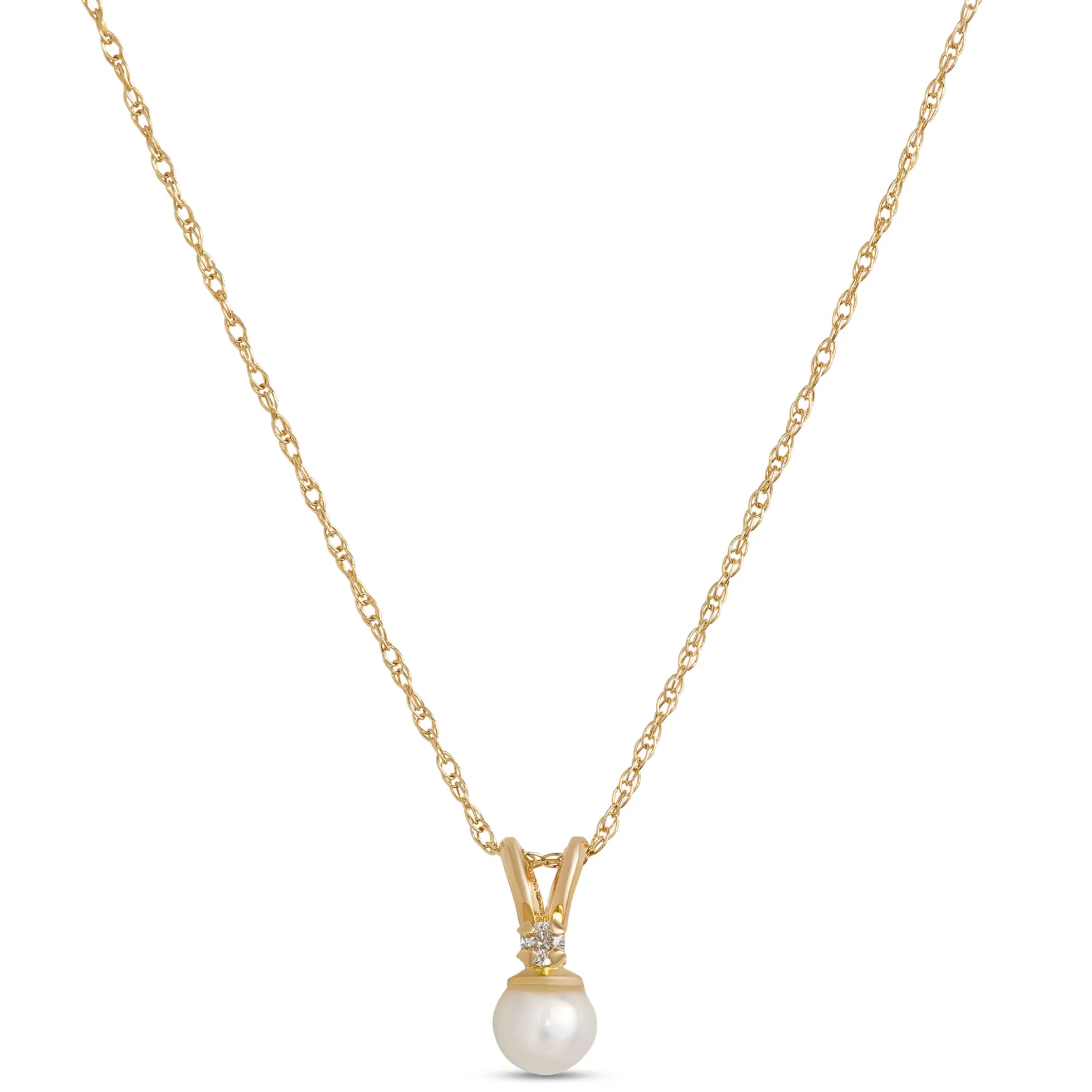 Cultured Pearl Baby Necklace, 14k Yellow Gold