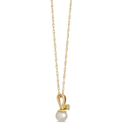 Cultured Pearl Baby Necklace, 14k Yellow Gold