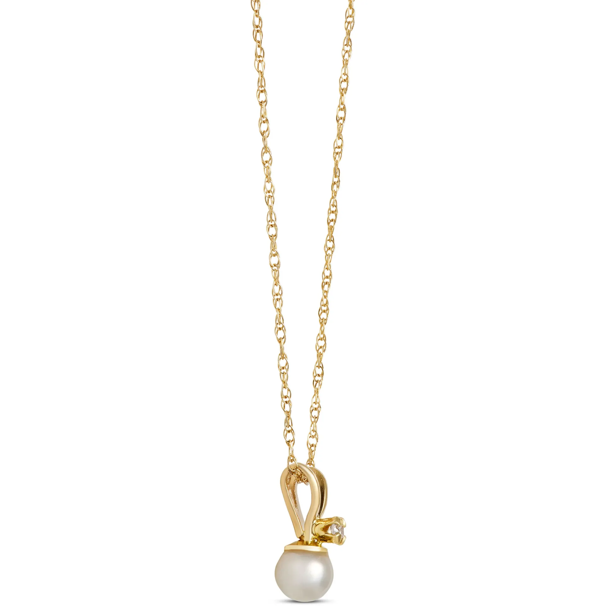 Cultured Pearl Baby Necklace, 14k Yellow Gold