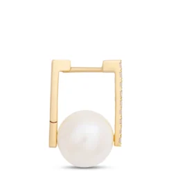 Cultured Pearl Hoop Earrings, 14K Yellow Gold