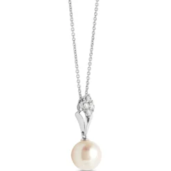 Cultured Pearl Pendant, 14K White Gold