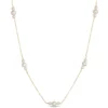 Cultured Pearl Station Necklace, 14K Yellow Gold