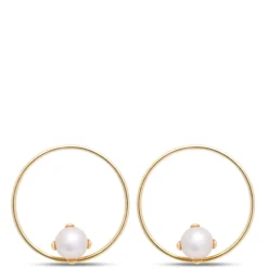 Cultured Pear Open Center Earrings, 14K Yellow Gold