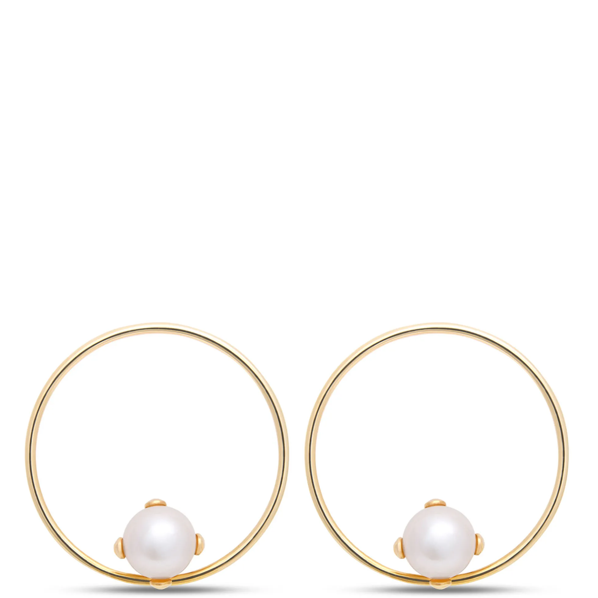 Cultured Pear Open Center Earrings, 14K Yellow Gold