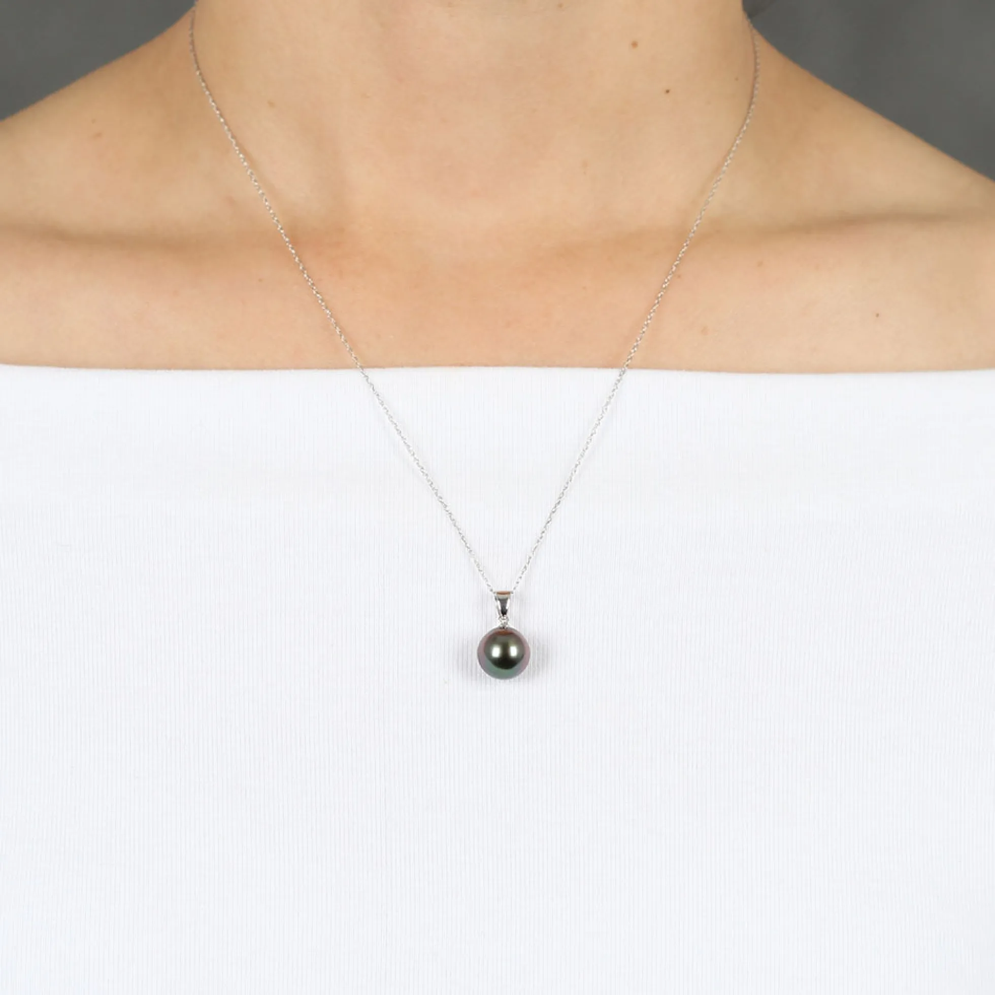 Cultured South Sea Tahitian Pearl Pendant, 14K White Gold